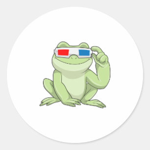 Sticker Rond Grenouille Glasses