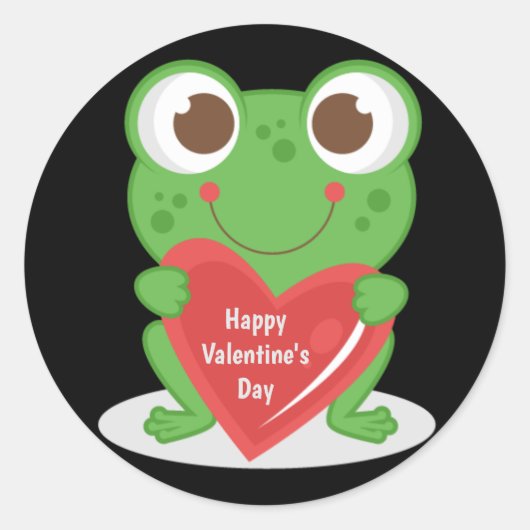 Sticker Rond Grenouille Heureuse Sainte-Valentin Animée (Devant)