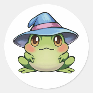 Sticker Rond Grenouille magique dans un casquette