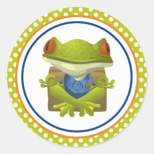 Sticker Rond Grenouille méditative