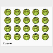 Sticker Rond Grenouille mignonne adorable, Casquette de remise (Feuille)