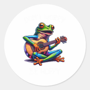 Sticker Rond Grenouille Mignonne Jouant D'une Guitare Ne T'inqu