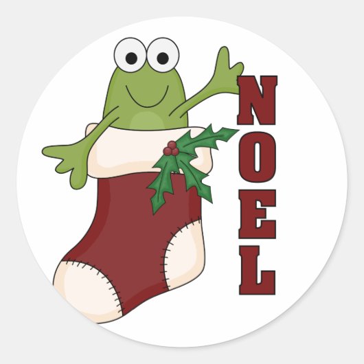 Sticker Rond Grenouille Noel Tshirts et cadeaux de vacances (Devant)