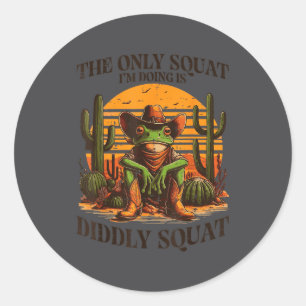Sticker Rond Grenouille qui dit des bêtises en faisant du squat