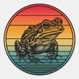 Sticker Rond Grenouille Rétro Vintage Amphibien Crapaud