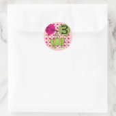 Sticker Rond Grenouille rose 3ème anniversaire Tshirts et cadea (Sac)