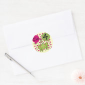 Sticker Rond Grenouille rose 4e anniversaire Tshirts et cadeaux (Enveloppe)
