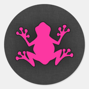 Sticker Rond Grenouille rose chaude