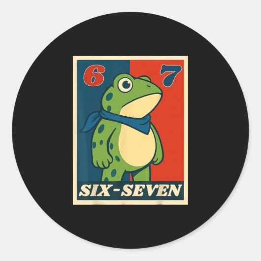 Sticker Rond Grenouille Six Sept Drôle 6 7 Mème Génération Alph (Devant)
