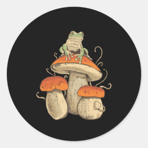 Sticker Rond Grenouille sur champignon