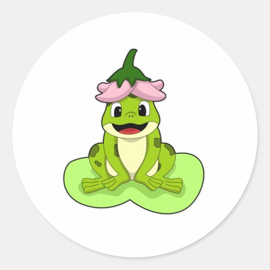 Sticker Rond Grenouille sur la feuille (Devant)
