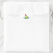 Sticker Rond Grenouille sur la feuille avec insecte (Sac)