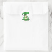 Sticker Rond Grenouille sur la feuille avec parapluie (Sac)
