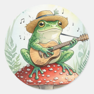 Sticker Rond Grenouille sur un tabouret