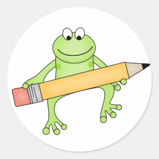 Sticker Rond Grenouille verte au crayon (Devant)
