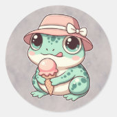 Sticker Rond Grenouille verte avec glace (Devant)