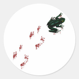 Sticker Rond Grenouille verte Empreintes sanguines Goth Amphibi