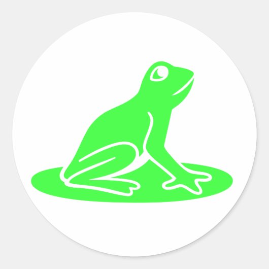 Sticker Rond Grenouille verte sur blanc (Devant)