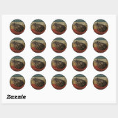 STICKER ROND GRENOUILLE VINTAGE BRANCHÉE (Feuille)