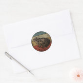 STICKER ROND GRENOUILLE VINTAGE BRANCHÉE (Enveloppe)