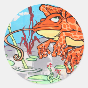 Sticker Rond Grenouille volante
