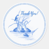 Sticker Rond Grenouilles bleues Delft de style hollandais et Me (Devant)