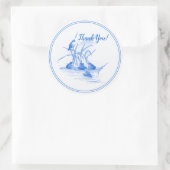 Sticker Rond Grenouilles bleues Delft de style hollandais et Me (Sac)