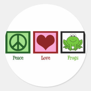 Sticker Rond Grenouilles Peace Love