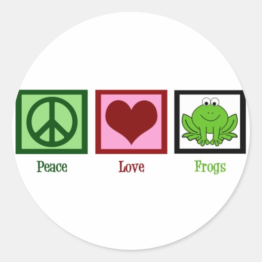 Sticker Rond Grenouilles Peace Love (Devant)