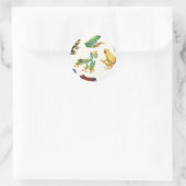 Sticker Rond Grenouilles sur blanc naturel (Sac)