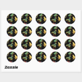 Sticker Rond Grenouilles sur noir (Feuille)