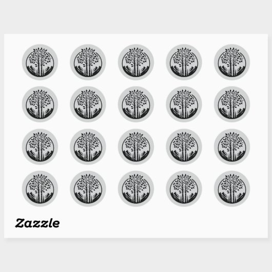 Sticker Rond Grey Aspen Tree Wedding (Feuille)