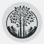 Sticker Rond Grey Aspen Tree Wedding (Devant)