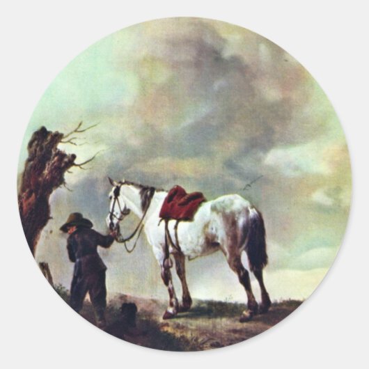Sticker Rond Grey., Par Philips Wouwerman (Meilleure Qualité) (Devant)