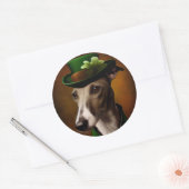 Sticker Rond Greyhound Dog en tenue de la Saint Patrick (Enveloppe)