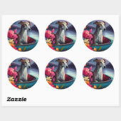 Sticker Rond Greyhound sur une rame : une aventure Pittoresque (Feuille)