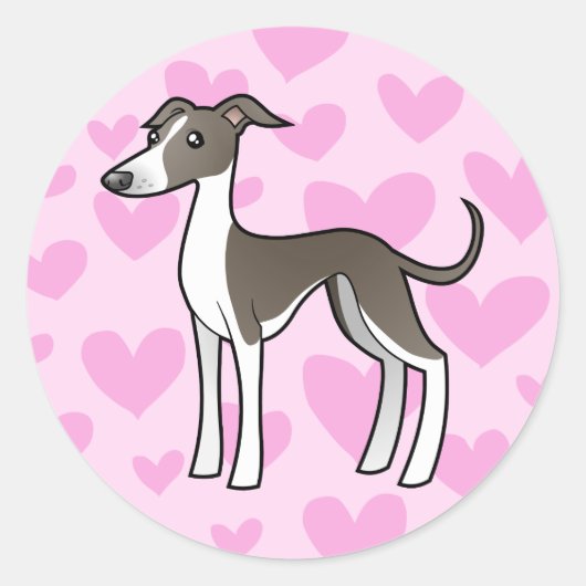 Sticker Rond Greyhound / Whippet / Grise italienne (Devant)