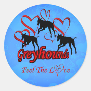 Sticker Rond Greyhounds Coeurs Aimer Chien