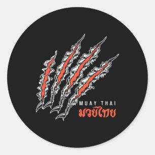 Sticker Rond Griffe de tigre Muay Thai combat de rue Mma Kickbo