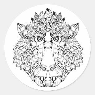 Sticker Rond Griffonnage de tête de singe
