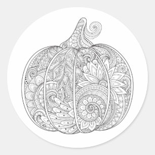 Sticker Rond Griffonnage décoratif de citrouille