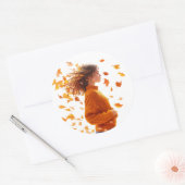 Sticker Rond Gril d'automne (Enveloppe)
