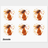 Sticker Rond Gril d'automne (Feuille)