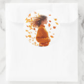 Sticker Rond Gril d'automne (Sac)