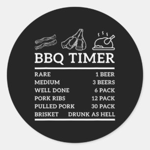 Sticker Rond Grill Drôle Dire Bbq Timer Bbq Bière Grill Papa Ba