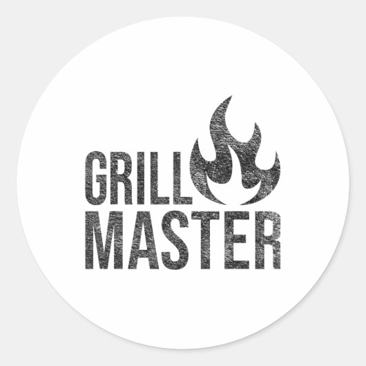 Sticker Rond Grill Master Flamme Barbecue Barbecue Fumée Char O (Devant)