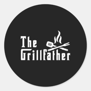 Sticker Rond Grillfather Barbeque Grilling Pour Papa Grand-Père