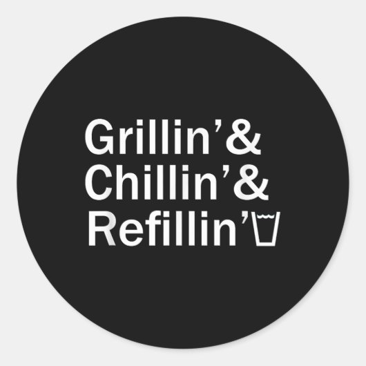 Sticker Rond Grillin & Chillin & Refillin Funny Backyar (Devant)