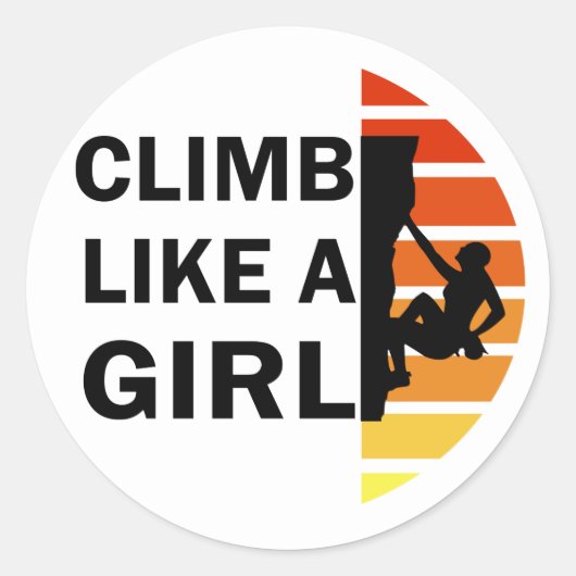 Sticker Rond Grimper comme une femme escalade rock (Devant)