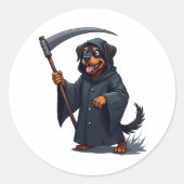 Sticker Rond Grimper Reaper Rottweiler Chien (Devant)